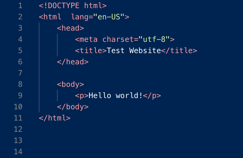 An image of some basic HTML
