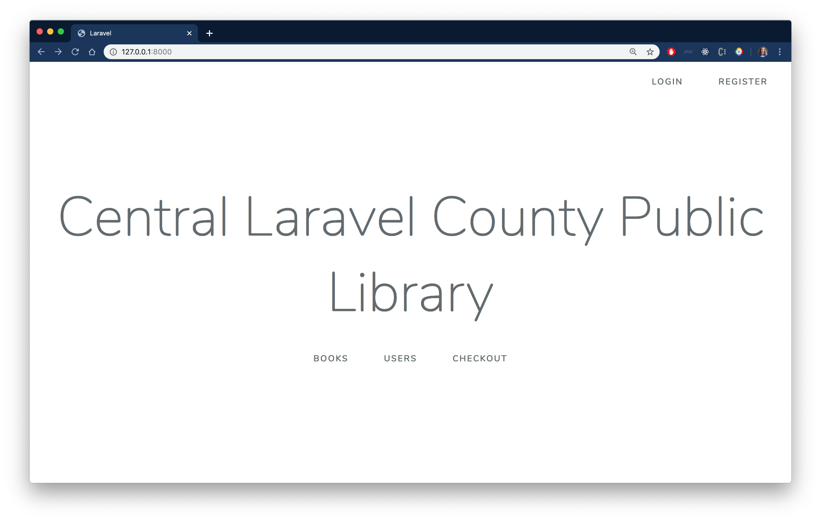 A screenshot of my Laravel Library project